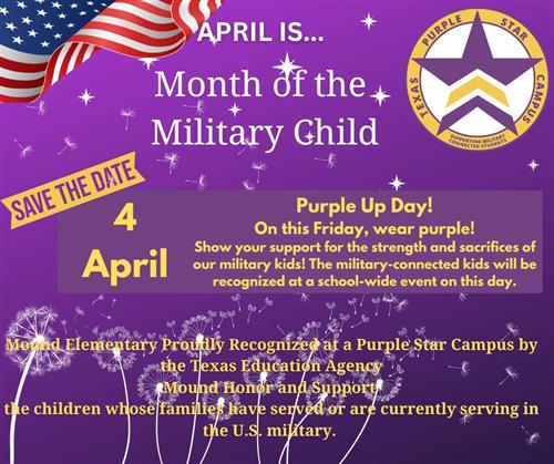 April 4th we are celebrating the Military Child.